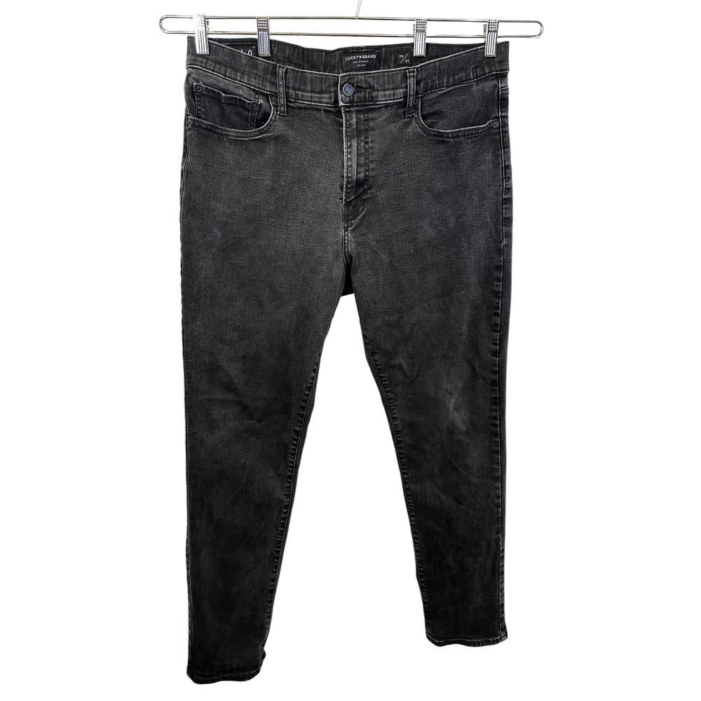 Lucky Brand 410 Athletic Straight Mens Jeans 38x34 Fade Black Stretch Denim 1323